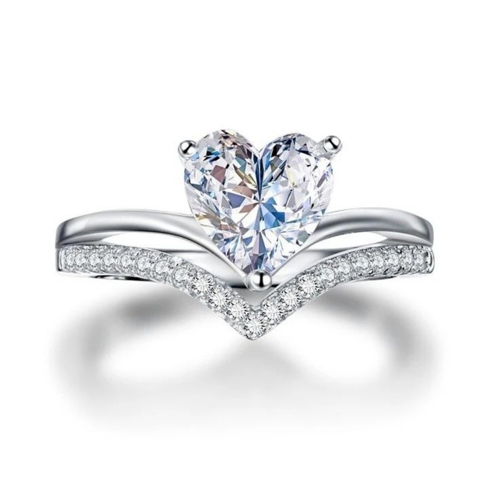 Heart Shaped Zirconia Ring Set